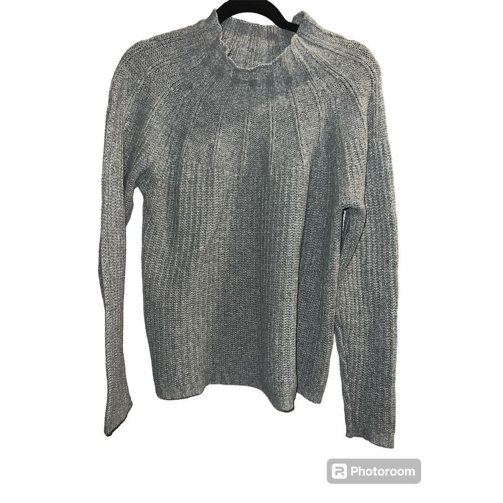 ✨89th & Madison Gray Silver Knit Long Sleeve Mock Neck Sz Large Sweater✨